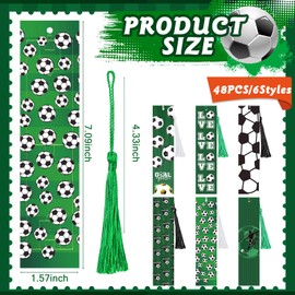 Dinifee 48 Pieces Soccer Bookmarks with Tassels Soccer Gifts for Teams Soccer Party Favors Sports Bookmarks Reading Bookmarks for Adults Reading Reward
