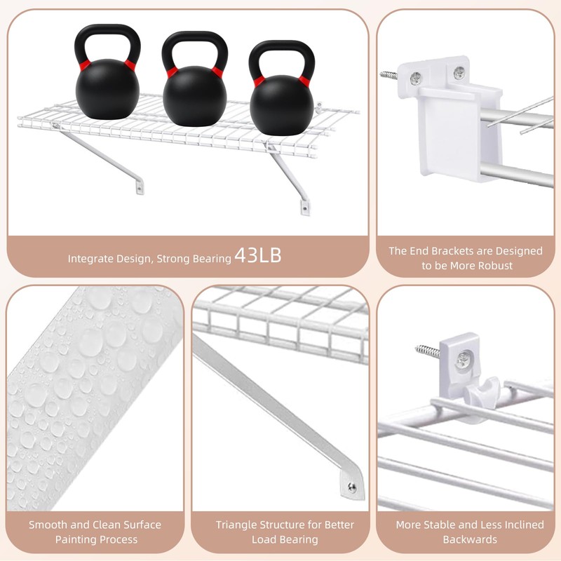 SACXFMC 12 Inch Heavy Duty Wire Shelf Brackets, 3 Pack