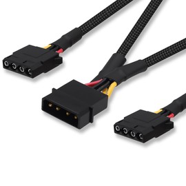 YARCHONN Molex 4 Pin Power Supply Y Splitter Extension Cable D Type Molex LP4 IDE 4 Pin 1 Male Plug to 2 Female Adapter Connector Power Cable for Hard Disks PC Cooling Fans -20cm /2pcs