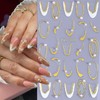 French Line Diamond Nail Art Stickers 3D Self-Adhesive Exquisite Gold