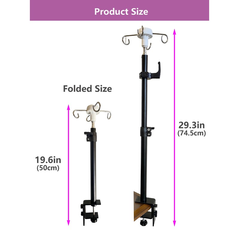 UISKOOPW Table IV Pole, Portable IV Poles for Travel, Foldable