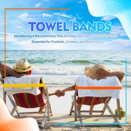 Tailoreadily 6 Pack Towel Bands, Secure Clips Alternative to Keep Towels from Blowing Away, Beach Pool Cruise Chair Accessories for Vacation Essentials (Multicolor)