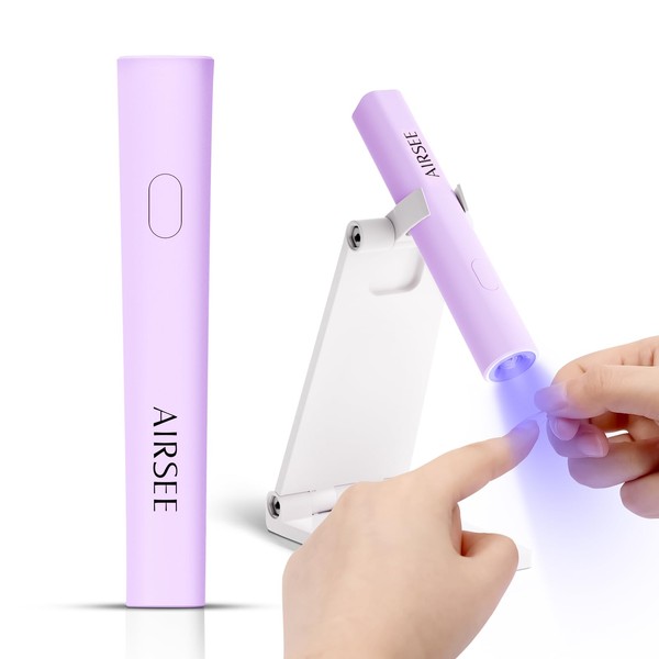 AIRSEE Mini Handheld UV Light with Stand,Portable Rechargeable Nail Lamps,2