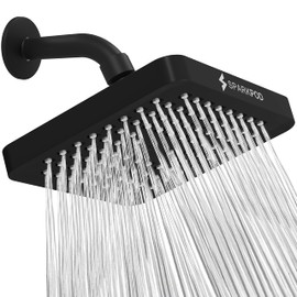 SparkPod Cabezal de ducha,lluvia de alta presión, aspecto moderno de lujo,instalación de 1 minuto,Los cabezales de ducha de repuesto ajustables perfectos (cuadrado de 6 pulgadas,negro medianoche mate)