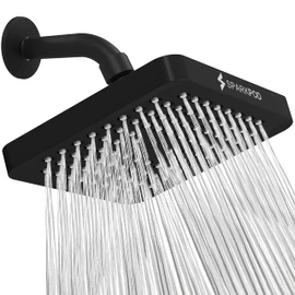 SparkPod Cabezal de ducha,lluvia de alta presión, aspecto moderno de lujo,instalación de 1 minuto,Los cabezales de ducha de repuesto ajustables perfectos (cuadrado de 6 pulgadas,negro medianoche mate)
