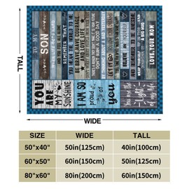 to My Son Gifts from Mom, Birthday Gifts for Son Gift for Valentine’s Day Christmas Graduation, Flannel Fleece Soft Cozy Throw Blankets Lightweight Warm Throws for Bed Sofa Couch 50"x60"