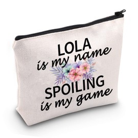 Lola Cosmetic Bag Grandmother Gift Lola Is My Name Spoiling Is My Game Makeup Bag Lola Birthday Gift (LOLA is my name B CA)