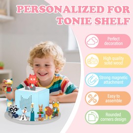 RZYLKA 360° Round Turntable for Tonies Box Organizer Tonie Storage Shelf, Magnetic Floating Shelves for Toniebox, Tonies Characters, Display Collection 10~20 Characters (Gray)
