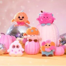 BumBumz 4.5-inch Groovy SpookyBumz Plush 5-Pack - Groovy Cauldron, Spooky Mushroom, Disco JackoLantern, Jack O Flower, and a Ghost - from The Makers of Original Squishmallows