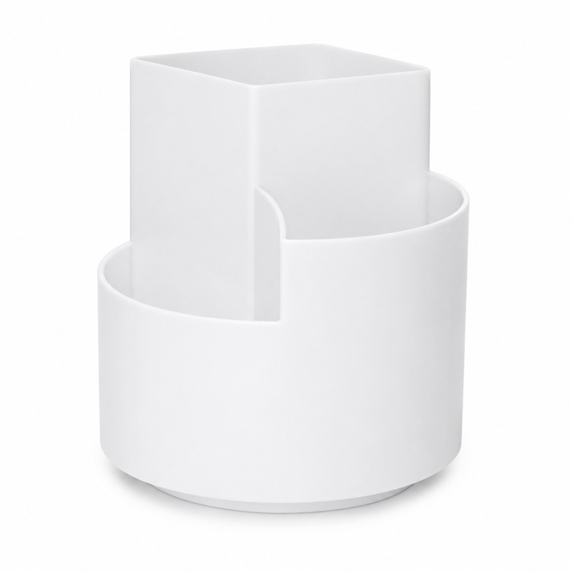 Rotating Pen Holder for Desk Organization - 3-Compartment Storage for