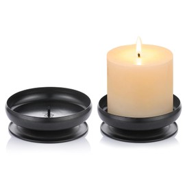 Juego de 2 portavelas de hierro negro para pilares, 3.6 pulgadas de diámetro, 9 cm Ideal para jardines de cera o velas LED, spa y aromaterapia, conos de incienso, boda, fiesta, spa, como pedestal