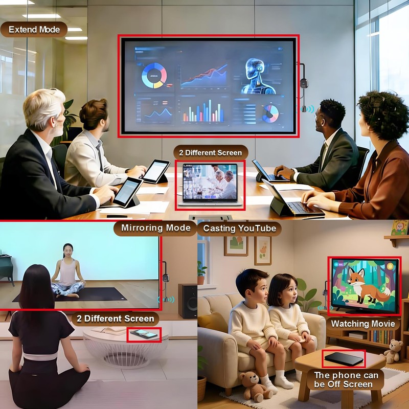 Wireless Display Adapter, Screen Mirroring for iOS Android Laptop