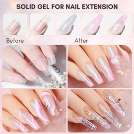 Makartt Solid Gel Builder for Nails Starter Kit: 3d Nail Gel Clear and Shimmers 4 Colors for Extension 3D Sculpting Carving DIY Manicure, Molding Hard Gels with Silicone Flower Molds Sculpture Brush
