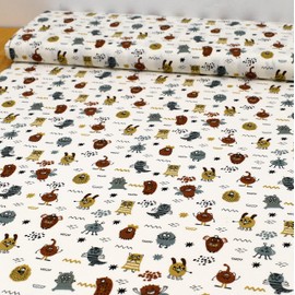 MAGAM-Stoffe Emil Children's Cotton Fabric, 100% Cotton, Oeko-Tex, Sold by the Metre, Coupon (100 cm, Natural White)