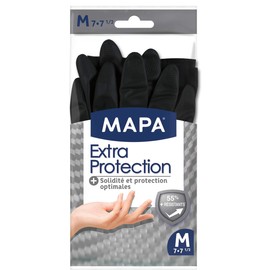 MAPA - Extra Protection - Latex Household Gloves - Reinforced Resistance - Strength and Optimum Protection - For All Types of Work - 1 Pair - Medium
