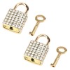 Tighall 2 PCS Zinc Alloy Gold Small Square Decorative Padlock,