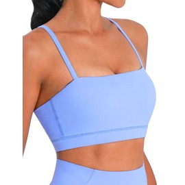 Sunzel Womens Sports Bra Buttery Soft Adjustable Straps Padded Yoga Bra Scoop Neck Wireless Bra Crop Top for Workout Gym Periwinkle X-Large