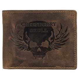 Greenburry Vintage Men's Leather Wallet BV-1705-Skull-25 Brown, brown, Vintage