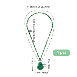 Hobbspring 4Pcs Maitreya Buddha Pendant Necklace Feng Shui Jade Stone Chains Talisman Amulet Protection Necklace Booda Necklace Sea Green Lucky Charm Necklace for Men and Women