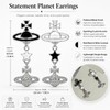 Cute Silver Plated Saturn Stud Earrings Planet Charms Cubic Zircon