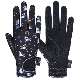 AFE Kids Gloves For Girls Boys Unisex Horse Riding Gloves Outdoor Gloves Sports Gloves Cycling Gloves For Children Unicorn Design (Large)