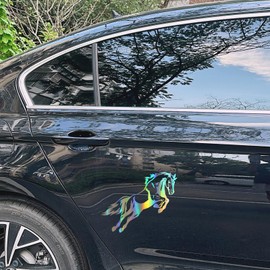 Pack of 2 Horse Stickers, Car Stickers, Waterproof, UV-Resistant, Motorcycle, Laptop, Weatherproof Pony Racehorse Decorative Sticker for Car (19 cm x 15 cm) (Laser Colour)