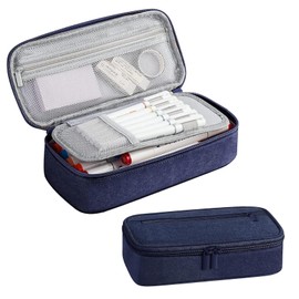 chenqi Pencil Case, Large Capacity Pencil Case, School Stationery Organizer for Boys and Girls, Aesthetic Pencil Bag Suitable for Kids Teenagers Students Women Men (Navy Blue)