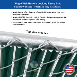 FenceSource Wave Slat (9 Colors) Single Wall Bottom Locking Privacy Slat for 4', 5', 6', 7' and 8' Chain Link Fence (6 ft, Green)