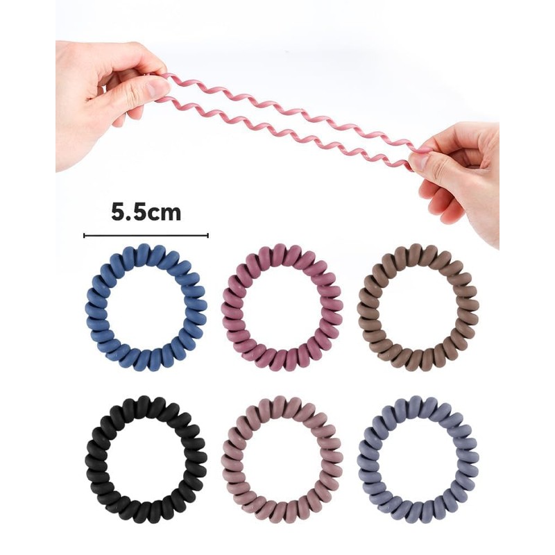 Pack of 6 Key Rings with Writeable Labels, Wrist Coil