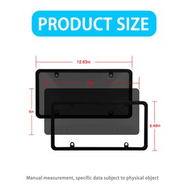 TSUGAMI Car License Plate Covers, 2PCS Vehicles License Frame Shield Protector Combo with Screws & Caps, Watarproof Automotive Exterior Protection Accessories, Universal for SUV, Truck, RV (Black)