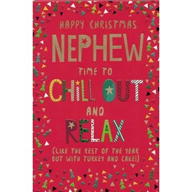 Nephew Christmas Card, Modern Festive Design, 23 x 15 cm