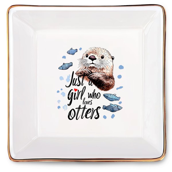 BJDAMAI Otter Jewelry Ring Holder Dish Tray, Gifts For Women
