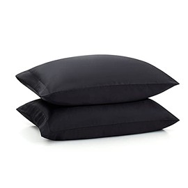 Ersmak Satin Pillowcase Standard Set of 2, Ultra Soft & Silky Satin Pillow Cases for Hair and Skin, Wrinkle Fade Resistant Pillow Covers with Envelope Closure (Black)