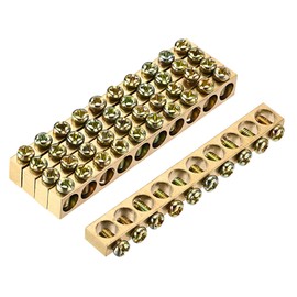 sourcing map Pack of 5 Terminals Earth Rail Screw Block Barrier Brass 10 Positions 82.1 mm x 5.7 mm x 10 mm for Electrical Distribution
