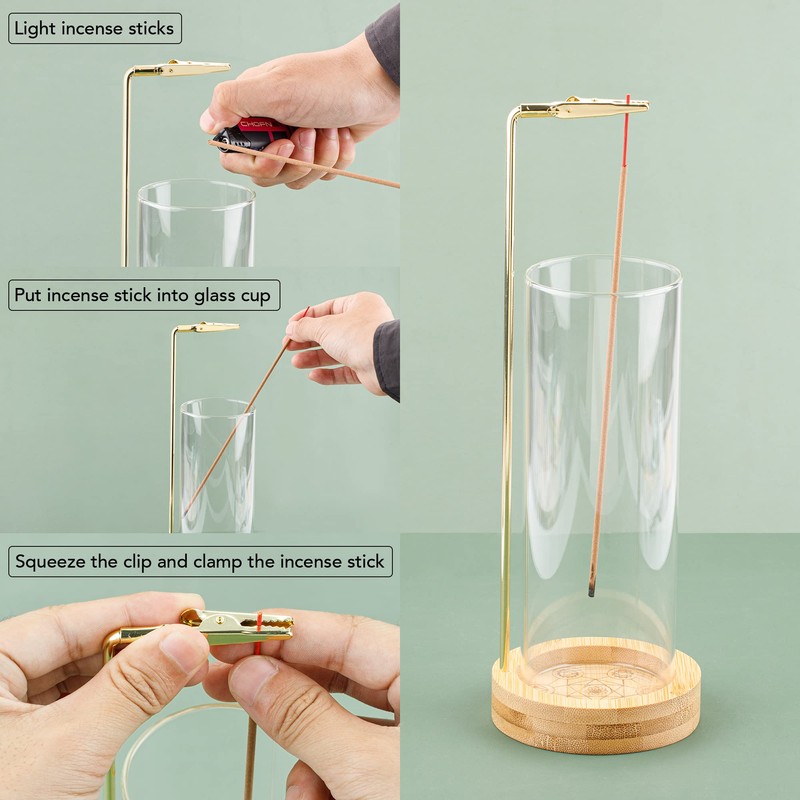 ZenBless Upside Down Insence-Stick Holder, Handmade Bamboo 7 Chakra Incense