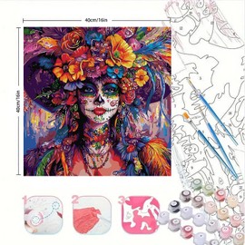 Easy Paint by Numbers Kit for Adults Beginner, Festoon Adult Paint by Number Kits on Canvas, DIY Painting with Numbers for Adults, Acrylic Simple Oil by Number Kits for Home Wall Decor 16x16 In