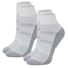 Dr. Motion Compression Quarter Socks For Women With Enhanced Cushion And Breathable Arch Support 6 Pairs (White)