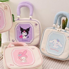 Cute Large Capacity Layered Portable Pouch Totebag Kuromi/24*20*8cm 2ea