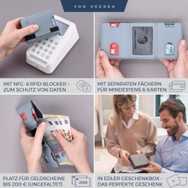 Von Hessen Slim Wallet with RFID Protection – Card Case for Men and Women – Mini Leather Wallet – Small Wallet – Wallet, lightblue