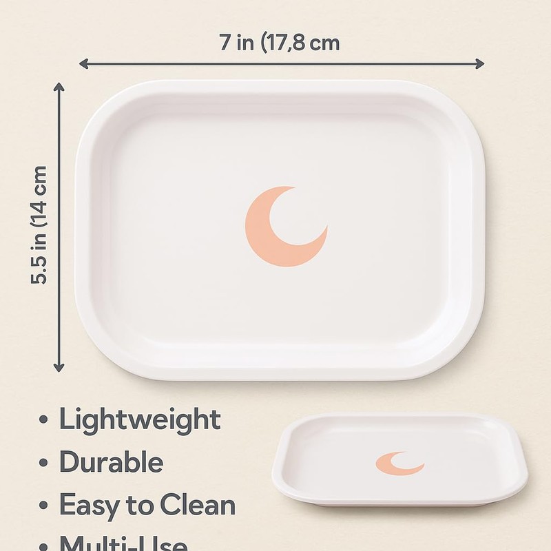 Brando Moon Small Metal Jewelry Tray - Lightweight Makeup Tray