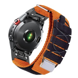 SumRioo QuickFit 26 mm Bracelet for Garmin Fenix 7X Pro Solar/7X Pro/7X Solar/7X/6X Solar/6X Pro/6X/5X Plus/5X, Nylon Replacement Strap for Garmin Fenix 3/3HR/Epix Pro 51 mm/Tactix Delta Solar, Orange