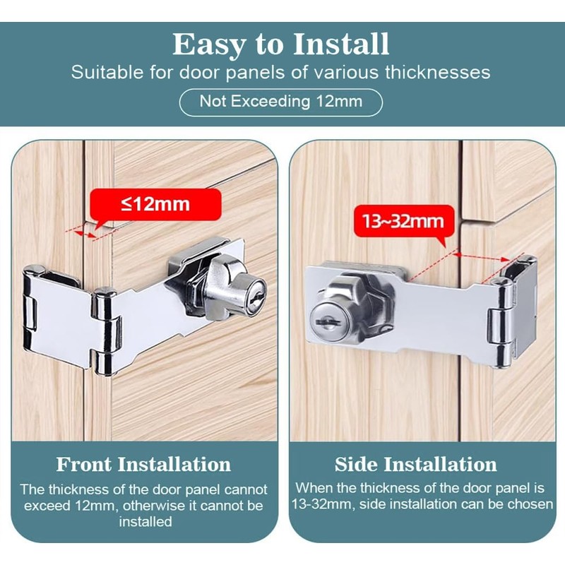 Litensh Hasp Lock Padlock Gate Bolt Door Bolt Lock with