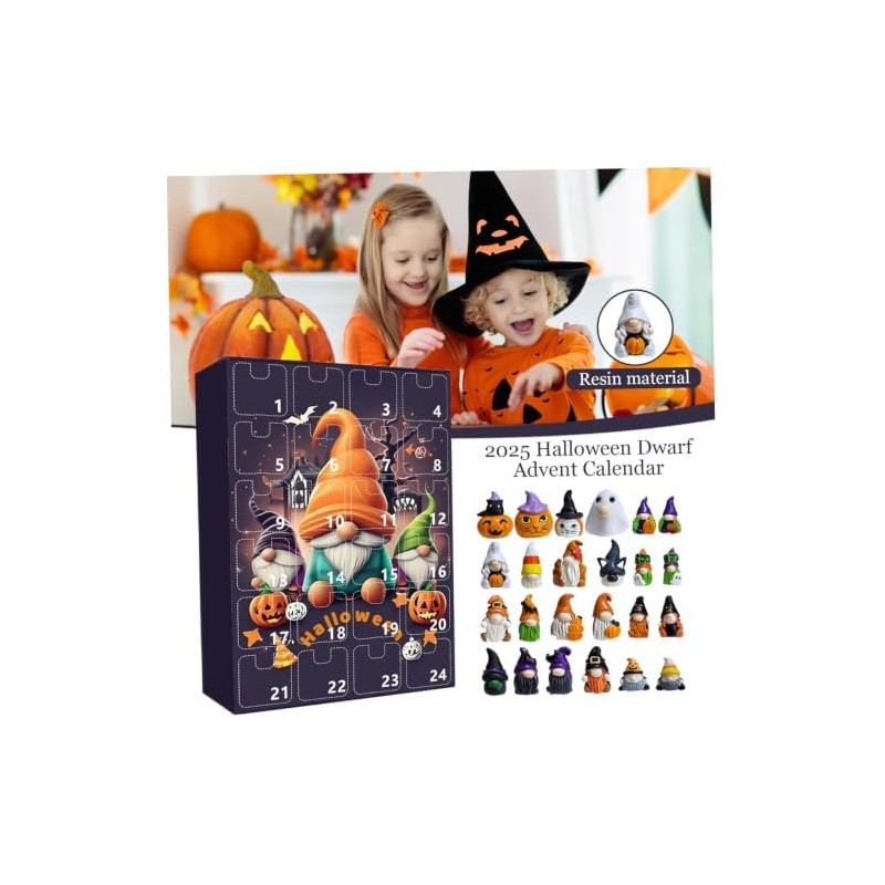 Calendario de Adviento de Halloween 2025, 24 gnomos, estilo A