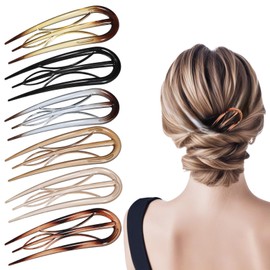 YBEATY 6 Pcs French Hair Clips U Shaped Retro Fork Pin No Slip Internal Teeth French Clips for Women Thin Thick Hair Buns Twist Hairstyle Accessories (Tortoiseshell)