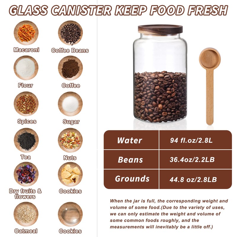 Large Glass Coffee Storage Jar with Lids Spoon Thicken Glass