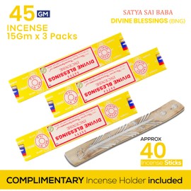 Satya Divine Blessing Incense Sticks, Satya Bng (Bangalore) Insenses 15gmx3 Pack with Raajsee Incense Holder Bundle, Satya Nagchampa Natural Incense