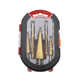 6 Pcs Titanium Coated Drill Bit Set, Including 3 Sizes of Step and Twist Drill Bits for Metalworking, Woodworking, Hole Drilling