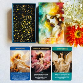 Qcsdckot Angel Numbers Oracle Cards, Oracle Cards for Beginners, Enhance Your Spiritual Journey with The Angel Number Affirmation Cards