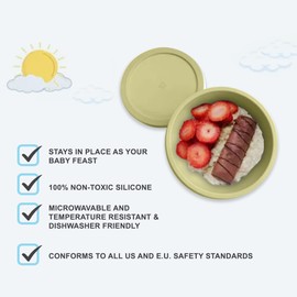 Octopod Silicone Baby Suction Bowl With Lid - Toddler & Baby Bowls, Baby Food Containers, Spill Proof Bowls For Toddlers, Suction Baby Bowls With Lids, Food Grade Silicone Bowls For Babies (Yellow)