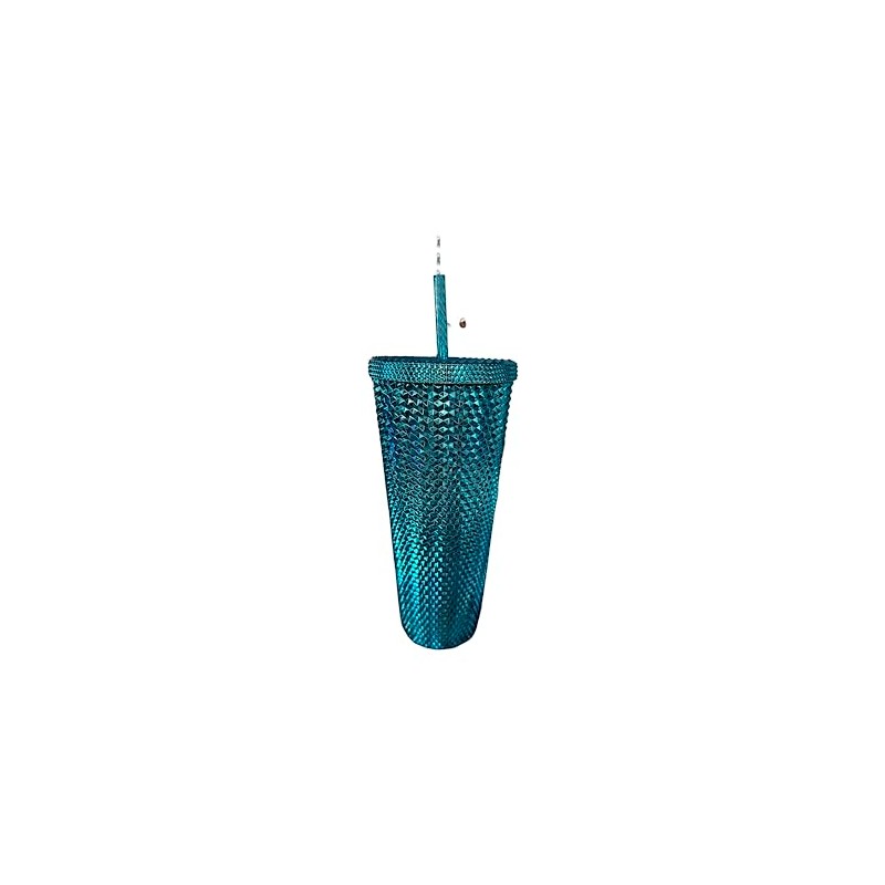 Starbucks 2023 Blue Chrome Studded Venti 24oz Tumbler with Straw